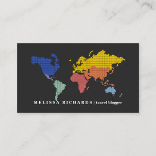 Farbenfroher World Map Travel Blog Visitenkarte
