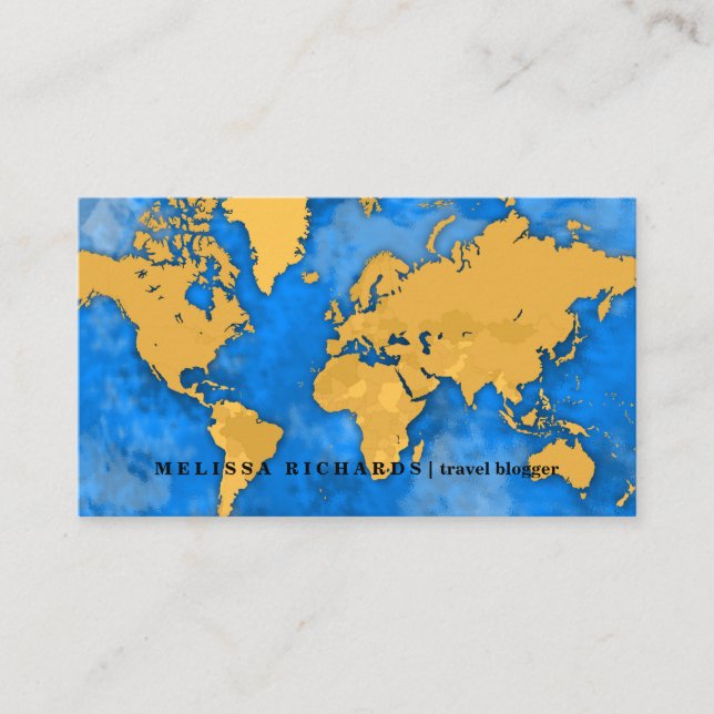 Farbenfroher World Map Travel Blog Visitenkarte (Vorderseite)