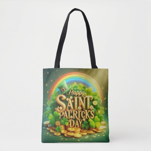 Farbenfroher, wunderlicher Regenbogen St. Patrick' Tasche (Vorderseite)