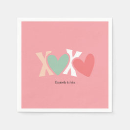 Farbenfroher "XOXO" Valentinstag Serviette