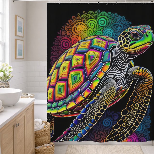Farbenfroher Zeichn der Meeresschildkröte Duschvorhang (Von Creator hochgeladen)