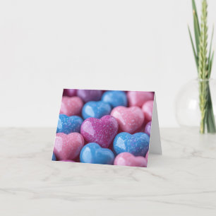 Farbenfroher Zucker Candy Hearts Valentine Gruß Feiertagskarte