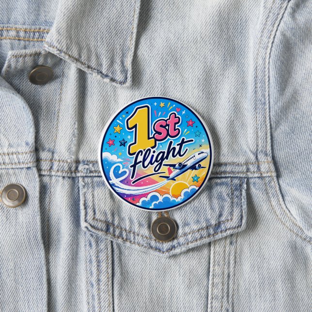 Farbenfrohes 1. Flugzeugsouvenir Button (Beispiel)