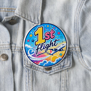 Farbenfrohes 1. Flugzeugsouvenir Button