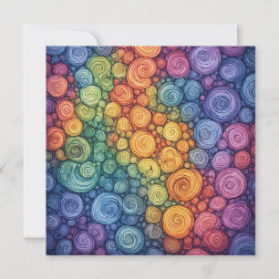Farbenfrohes abstraktes Doodle-Swirbelmuster Einladung