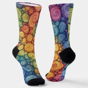 Farbenfrohes abstraktes Doodle-Swirbelmuster Socken