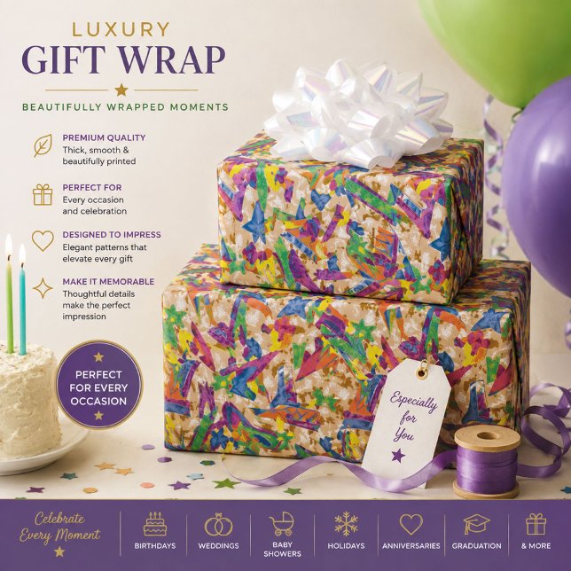 Farbenfrohes abstraktes Geschenkpapier (Von Creator hochgeladen)
