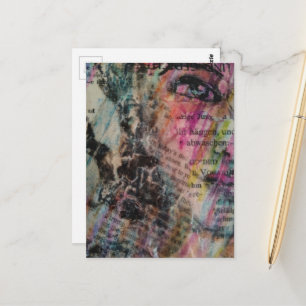 farbenfrohes abstraktes Gesicht Mixed Media Postkarte