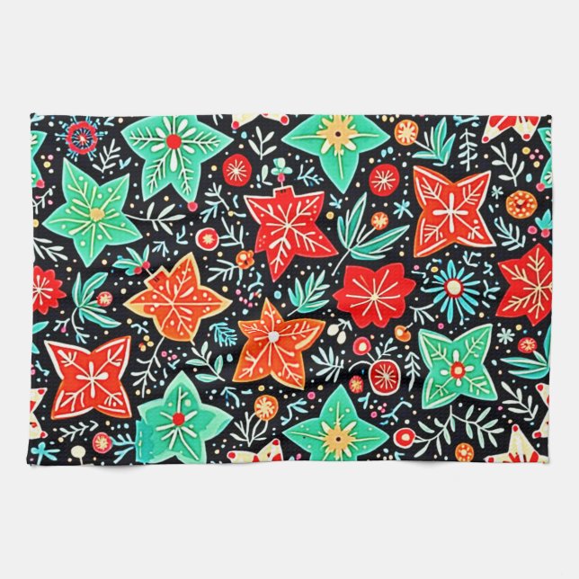 Farbenfrohes abstraktes Holiday-Design Geschirrtuch (Horizontal)