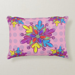 Farbenfrohes abstraktes Kaleidoskop-Blumenmuster Dekokissen