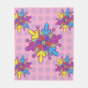 Farbenfrohes abstraktes Kaleidoskop-Blumenmuster Fleecedecke