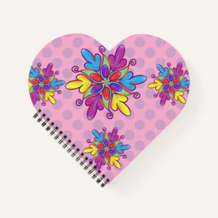 Farbenfrohes abstraktes Kaleidoskop-Blumenmuster Notizbuch