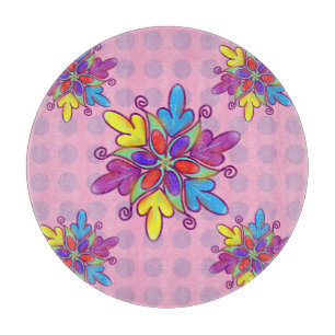 Farbenfrohes abstraktes Kaleidoskop-Blumenmuster Schneidebrett
