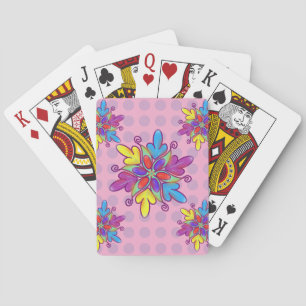 Farbenfrohes abstraktes Kaleidoskop-Blumenmuster Spielkarten