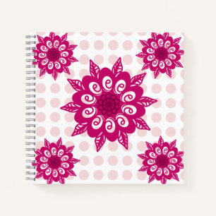 Farbenfrohes abstraktes Kaleidoskop-Blumenmuster T Notizbuch