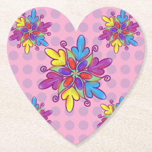 Farbenfrohes abstraktes Kaleidoskop-Blumenmuster Untersetzer