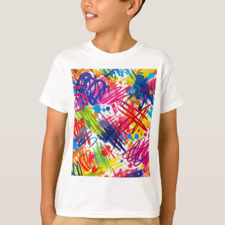 farbenfrohes abstraktes Kritzelkunst-T-Shirt T-Shirt