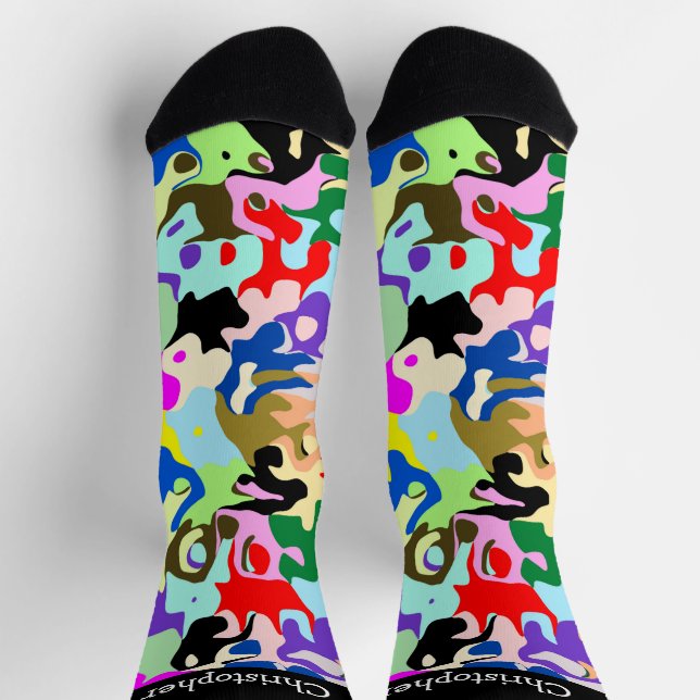 Farbenfrohes abstraktes Kunstmuster-Design Socken (Oben)