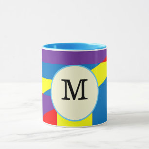 Farbenfrohes abstraktes M-Monogramm-Label-Design Tasse