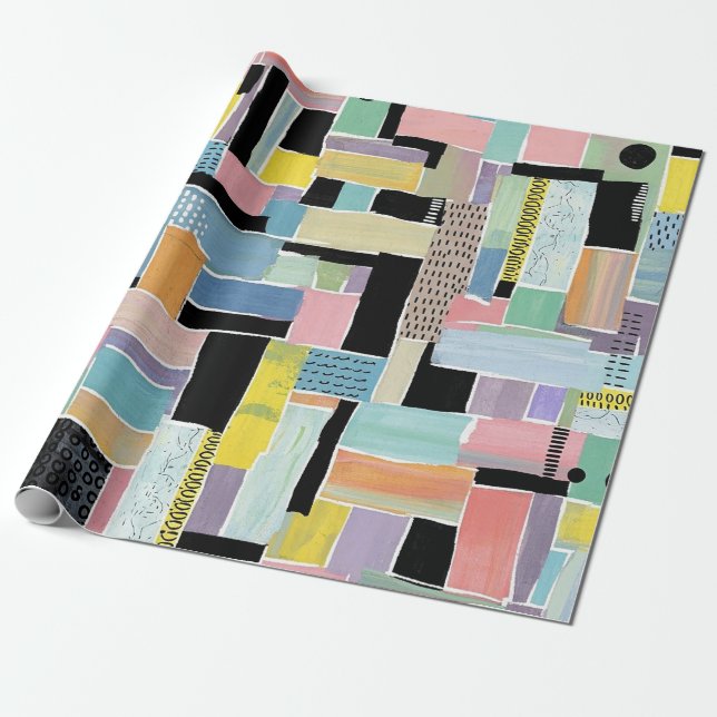 Farbenfrohes abstraktes Patchwork-Muster (2) Geschenkpapier (Ungerollt)