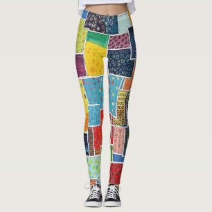 Farbenfrohes abstraktes Patchworkmuster Leggings