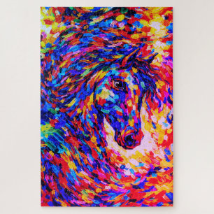 Farbenfrohes abstraktes Pferdeportrait Impasto
