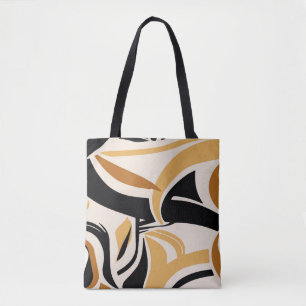 Farbenfrohes abstraktes Wellenmuster auf Beige. Vi Tasche
