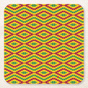 Farbenfrohes afrikanisches Kente-Muster Rechteckiger Pappuntersetzer