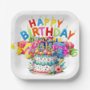 Farbenfrohes Alles Gute zum Geburtstag Pappteller