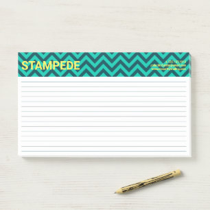 Farbenfrohes Aqua Grün Gelb Chevron Muster Post-it Klebezettel