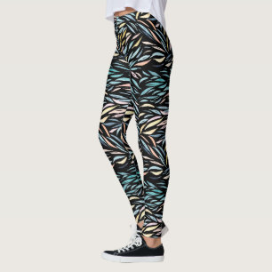 Farbenfrohes Aquarell-Abstrakt-Blattmuster Leggings