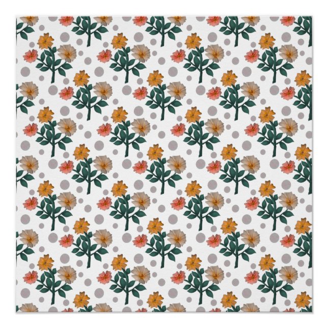 Farbenfrohes Aquarell-Blumenmuster |  Poster (Vorderseite)