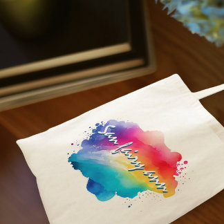 Farbenfrohes Aquarell-Regenbogen-Zitat mit positiv Tragetasche