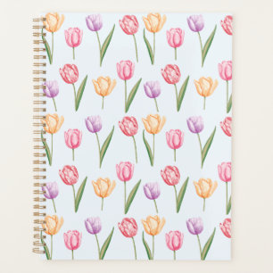 Farbenfrohes Aquarell-Tulpen-Blumenmuster Planer