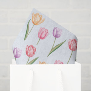 Farbenfrohes Aquarell-Tulpen-Blumenmuster Seidenpapier