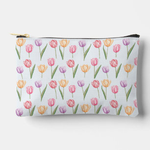 Farbenfrohes Aquarell-Tulpen-Blumenmuster Zubehörtasche
