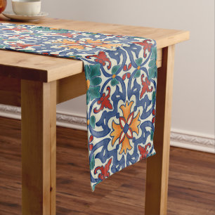 Farbenfrohes Azulejos-Muster Großer Tischläufer