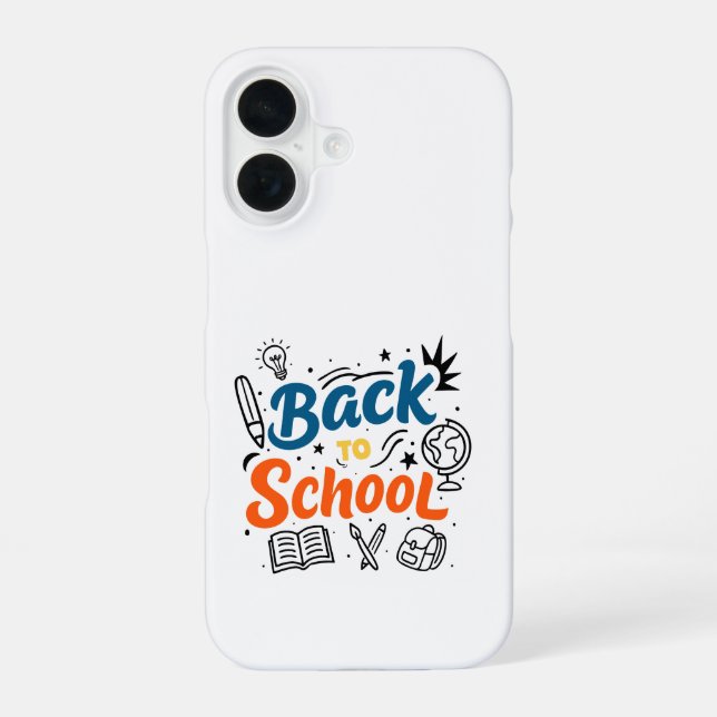 Farbenfrohes Back-to-School-Typografie-Design iPhone 16 Hülle (Rückseite)