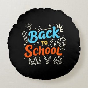 Farbenfrohes Back-to-School-Typografie-Design Rundes Kissen