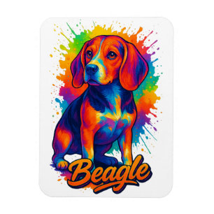 Farbenfrohes Beagle Pop-Art – Lebendiges Hundeport Magnet