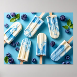 Farbenfrohes Beeren-Eis-Am-Pop-Stick-Muster Sommer Poster