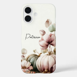 farbenfrohes benutzerdefiniertes Kürbis- und Blume iPhone 16 Hülle