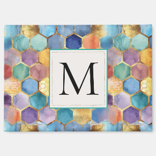 Farbenfrohes Blau Lila Orange Gelb Abstrakt Magnet