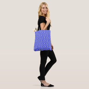 Farbenfrohes blau-weißes Kente-Muster Tasche