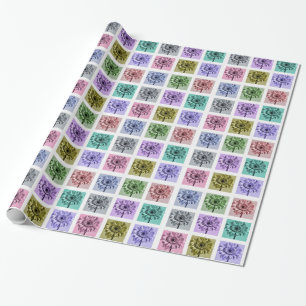 Farbenfrohes Blumen-Pop-Art-Muster Geschenkpapier