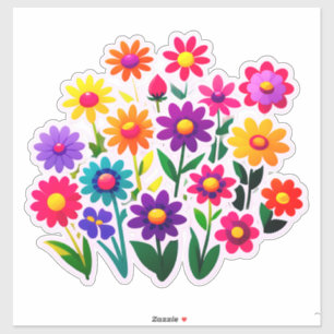 Farbenfrohes Blumen-Sticker-Set mit hellen Blumen Aufkleber