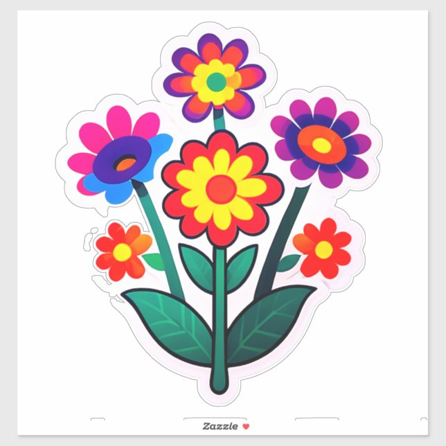 Farbenfrohes Blumen-Sticker-Set mit hellen Blumen Aufkleber (Blatt)