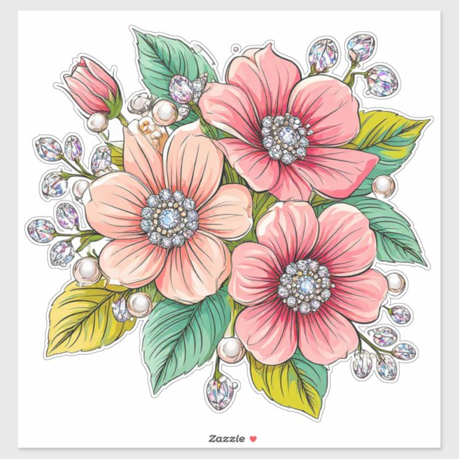 Farbenfrohes Blumenbouquet Aufkleber (Blatt)