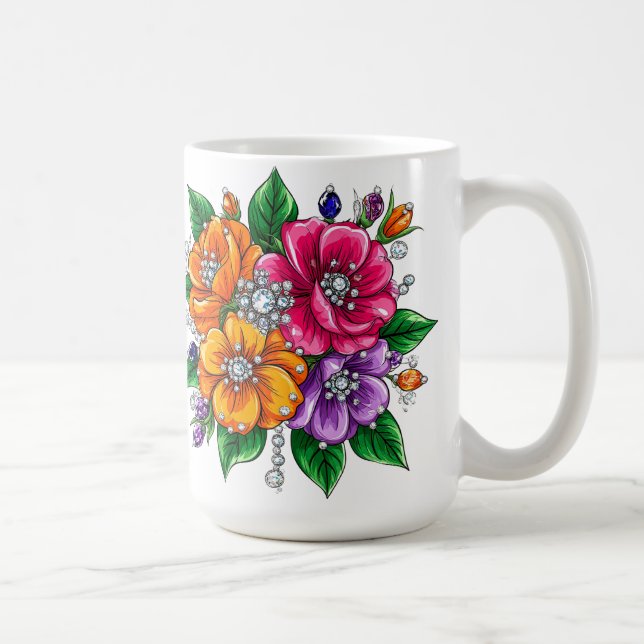Farbenfrohes Blumenbouquet Kaffeetasse (Rechts)