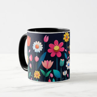 Farbenfrohes Blumendesign, Helles Muster Lebendige Tasse